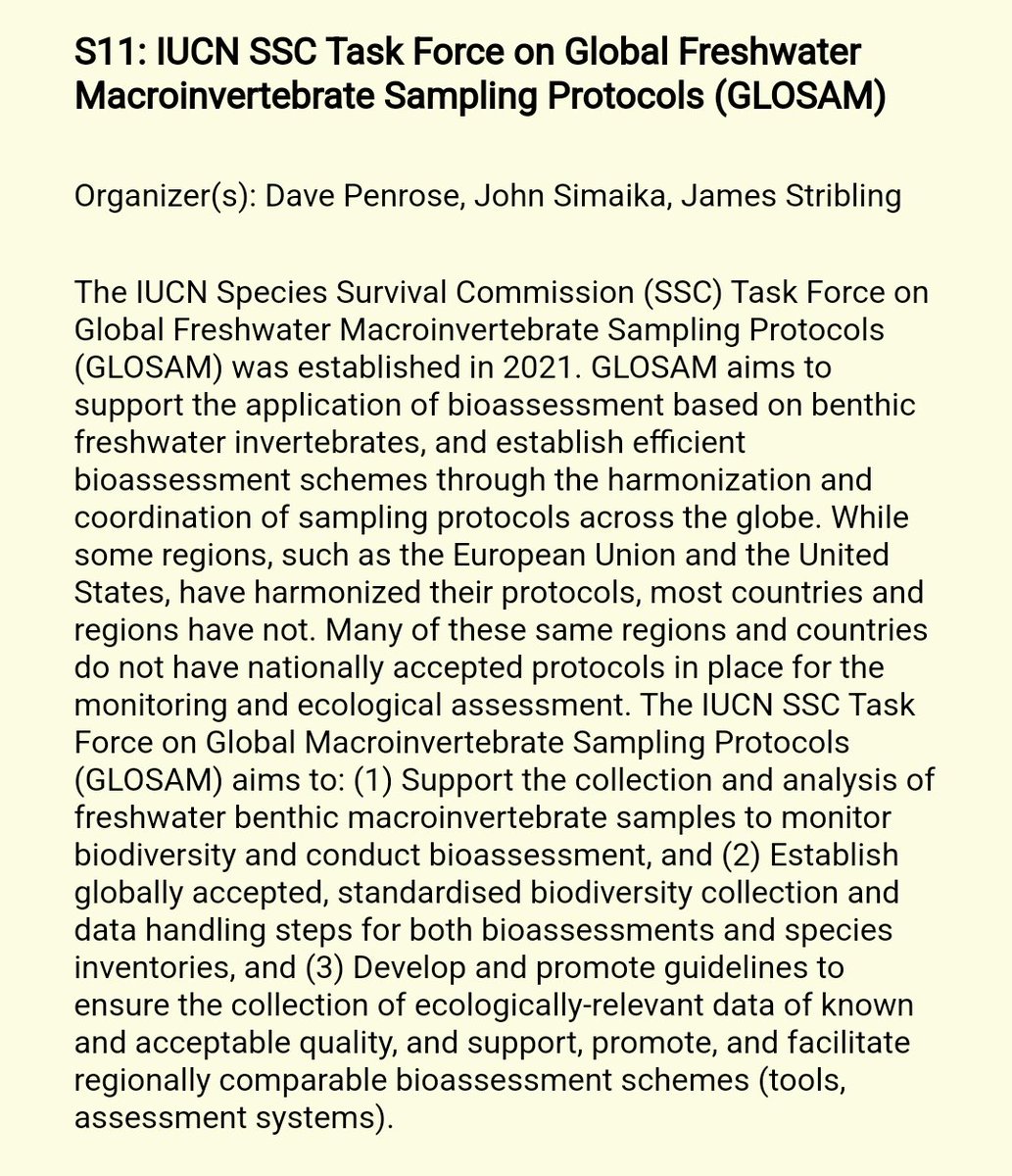 I'm loking forward to the upcoming SfS in Philadelphia! @GLOSAM_IUCN is hosting a session there. Drop in to listen to our talks and engage in discussions on river and lake  #biomonitoring and #bioassessment. @IUCN @BenthosNews @IUCNssc @sfs_src @UN_WWQA @ihedelft