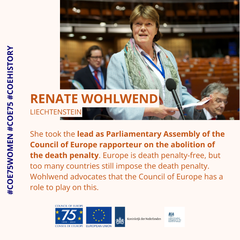 coe's tweet photo. To coincide with the ministerial conference, a focus on women who have served on the Committee of Ministers: Katrín Jakobsdóttir, Marta Vilardell, Eva Mitrová, Ann-Marie Nyroos and Renate Wohlwend, member of @PACE_News.
#Coe75Women in cooperation with @UKDelCoE @NLatCoE @EUDELCoE