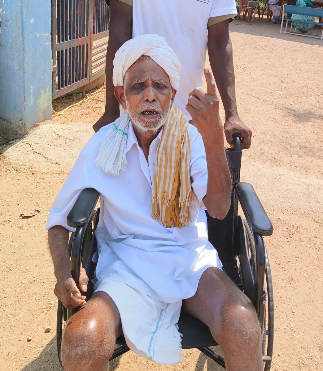 Age: 97 Unable to Walk Still choose to Vote for #ViksitBharat #ViksitKarimnagar ✅