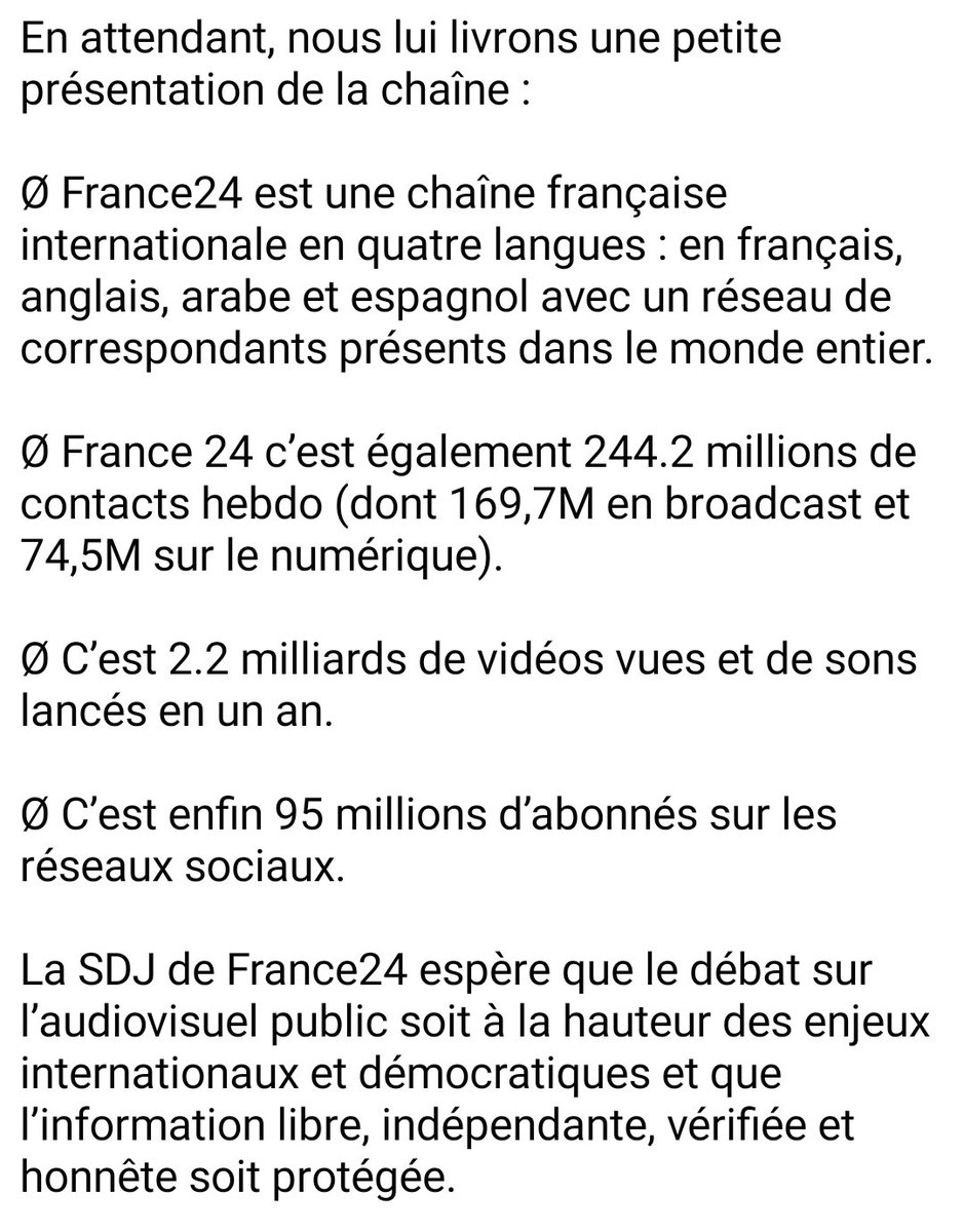 Le député @qbataillon a-t-il déjà regardé France 24 ? Communiqué de la SDJ 👇