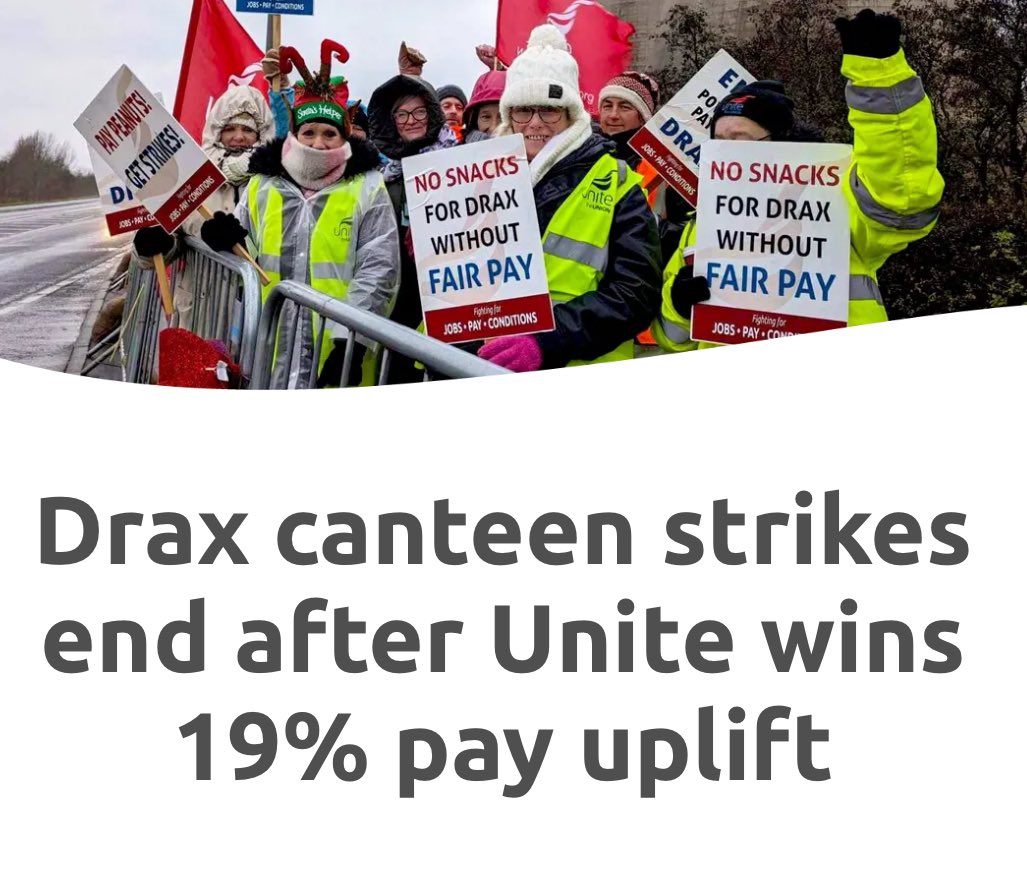 What an outstanding victory for @unitetheunion members at @DraxGroup @BaxterStorey “It’s such a great feeling knowing we stood up together and supported each other to achieve it.”