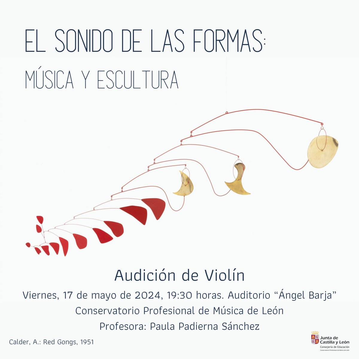 El PRÓXIMO VIERNES 17 de mayo´24 tendrá lugar a las 19:30h en el Auditorio "Ángel Barja" del <a href="/conserdeleon/">conservatoriodeleon</a> la audición de violín "EL SONIDO DE LAS FORMAS. MÚSICA Y ESCULTURA" con alumnado de la prof. Paula Padierna acompañados al piano por la prof. Julia E. Franco Vidal