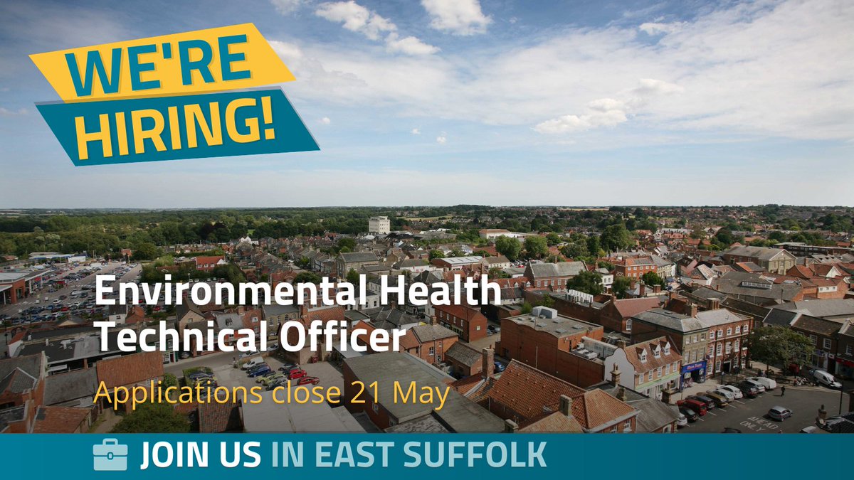 We currently have an opportunity to join our Private Sector Housing Team as an Environmental Health Technical Officer / Environmental Health Officer.

This role could be based in Lowestoft or Melton.
Applications close 21 May:
bit.ly/3QJiOUe

#JoinEastSuffolk