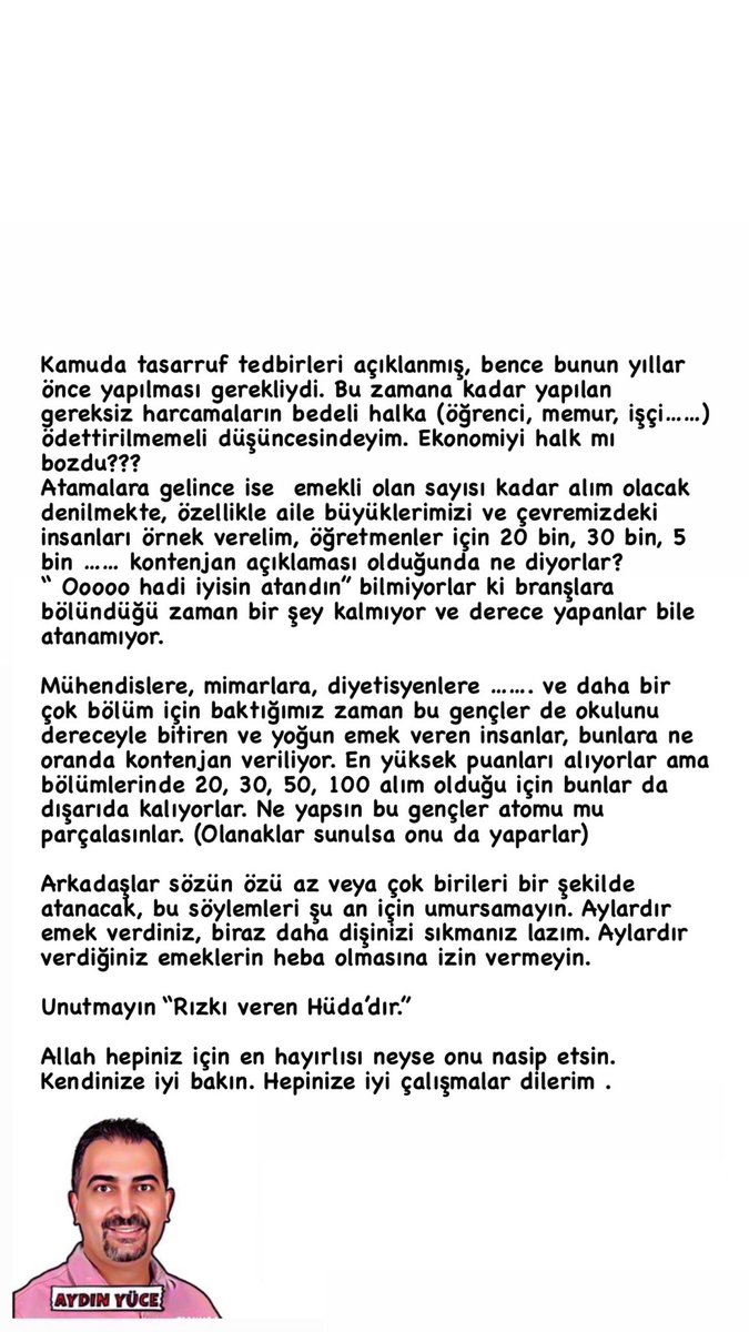Rızkı veren Hüda’dır. #CBÖğretmeneMülakatıKaldır