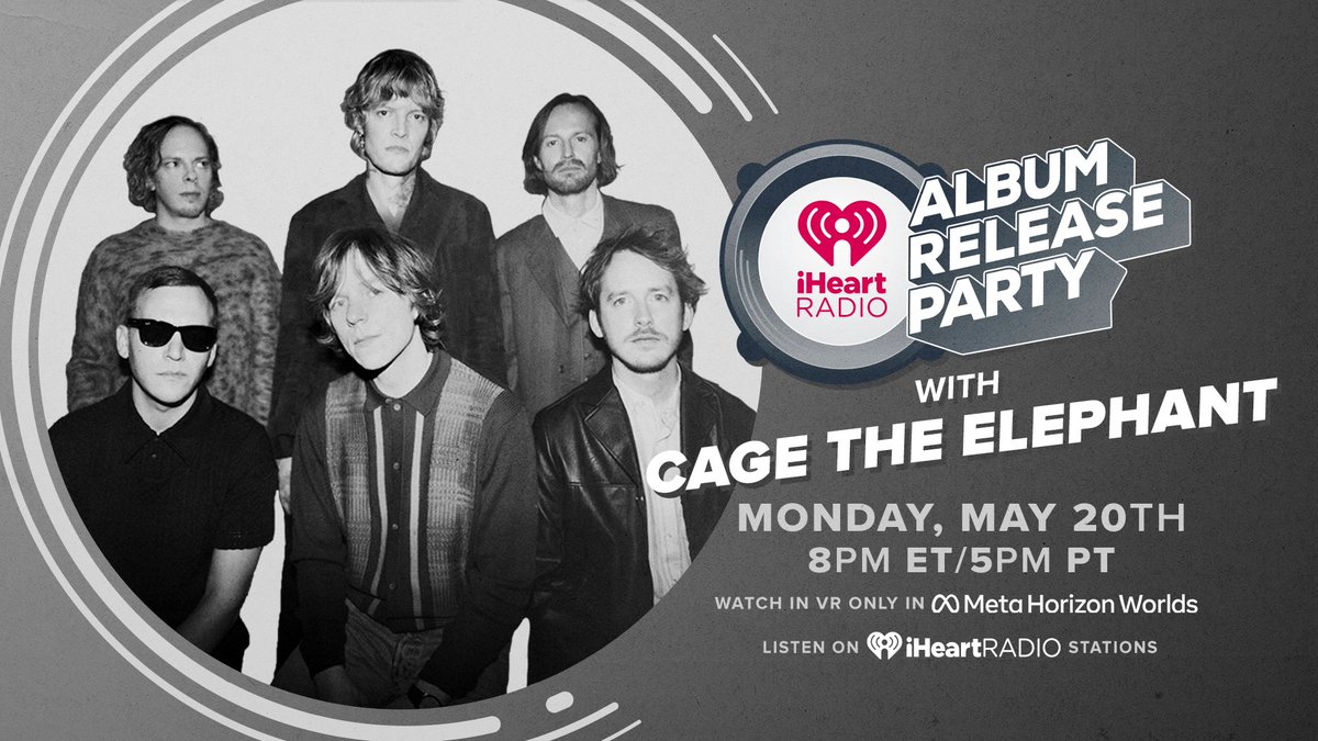 Tomorrow! Watch @CageTheElephant's iHeartRadio Album Release Party at 5pm PST in VR on Meta Horizon Worlds!  

#iHeartCageTheElephant @MetaHorizon    

RSVP: ihr.fm/iHeartRadioCag…