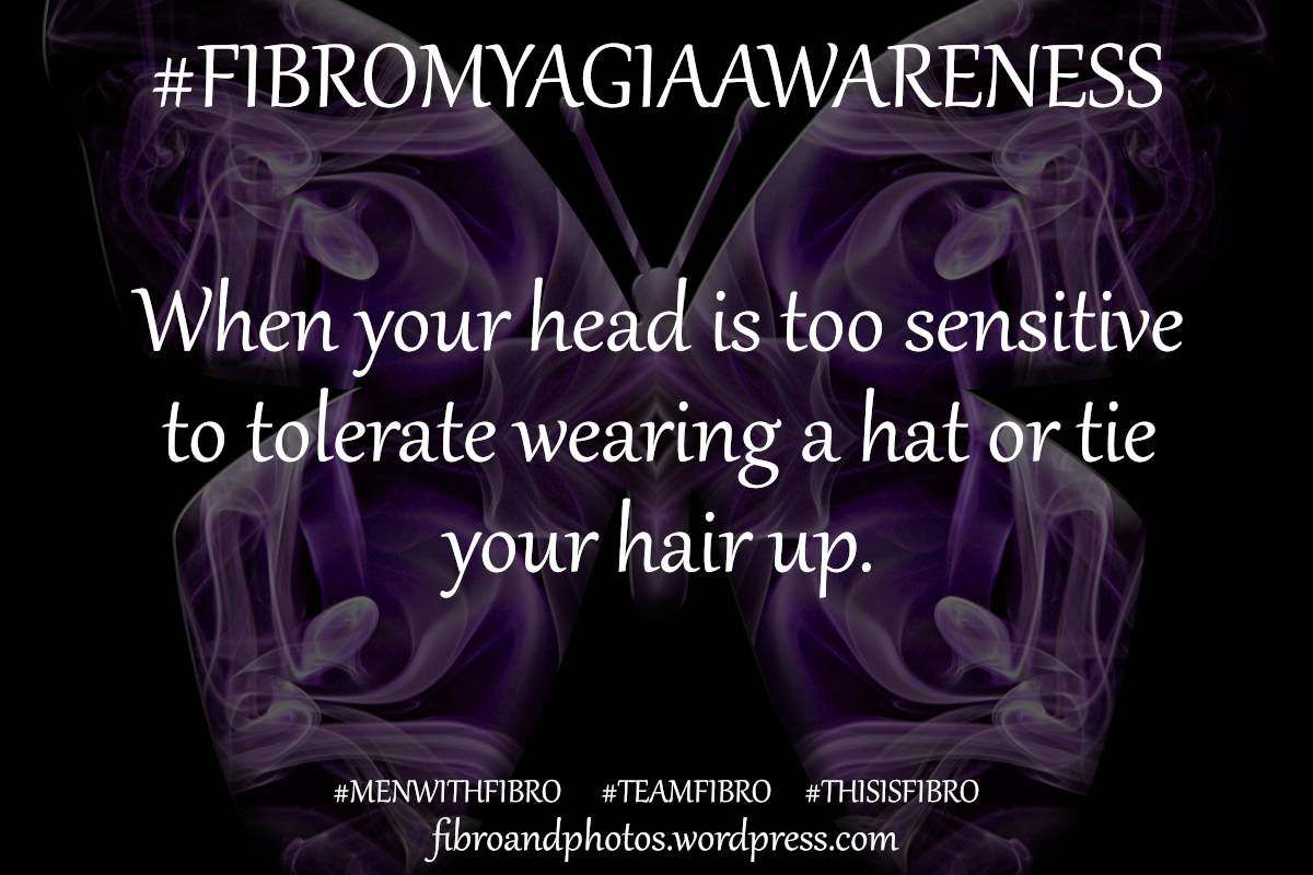Continuing my #Fibro cards for #FibromyalgiaAwarenessMonth
There are days having long hair is so painful even without a hat or tying it up and you think about going short again.😣 
#Fibromyalgia #menwithfibro #mengetfibrotoo #chronicillness #chronicpain #TeamFibro