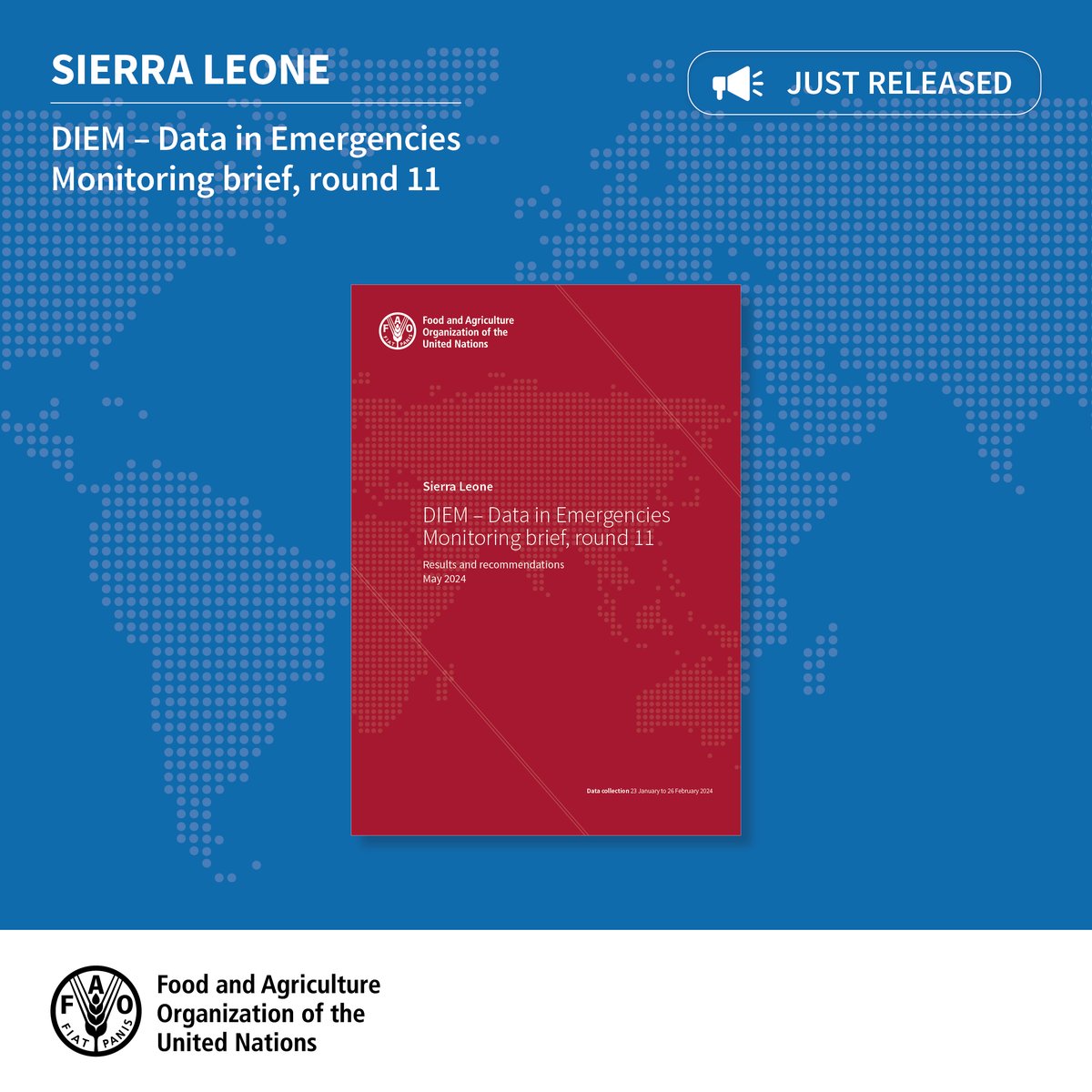 Thanks to funding from @USAIDSavesLives, results from round 11 of the @FAO #DataInEmergencies household monitoring survey in #SierraLeone have been released. Learn more about the impacts of shocks on livelihoods and #FoodSecurity here 👉bit.ly/3UYi4xo #InvestInHumanity