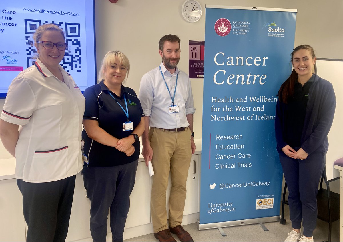 Cancer | University of Galway-HSE West North West (@cancerunigalway) on Twitter photo Thank you to Karen (Speech and Language), Meghan and Aoife (Physiotherapy) for presenting their work in Head and Neck Cancer at the #CancerMCAN Seminar Series - inc. their <a href="/HSEResearch/">HSE Research & Development</a> funded project.
#WeHSCPs #CancerWestNorthwest
<a href="/GUHAcademic/">Academic Office GUH</a> @saoltagroup <a href="/OECI_EEIG/">Organisation of European Cancer Institutes</a> Thank you to Karen (Speech and Language), Meghan and Aoife (Physiotherapy) for presenting their work in Head and Neck Cancer at the #CancerMCAN Seminar Series - inc. their <a href="/HSEResearch/">HSE Research & Development</a> funded project.
#WeHSCPs #CancerWestNorthwest
<a href="/GUHAcademic/">Academic Office GUH</a> @saoltagroup <a href="/OECI_EEIG/">Organisation of European Cancer Institutes</a>