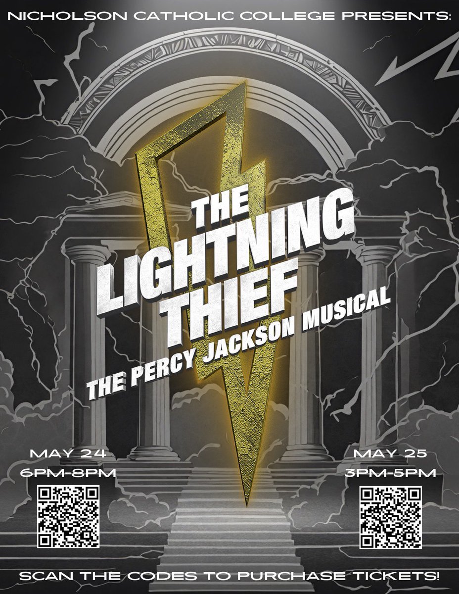 Nicholson Catholic College presents The Lightning Thief, the electrifying #PercyJackson musical! Get ready to dive into the world of monsters, mythology, and music on May 24 & 25. Tickets on sale now: bit.ly/4bBbCBW @nccschool