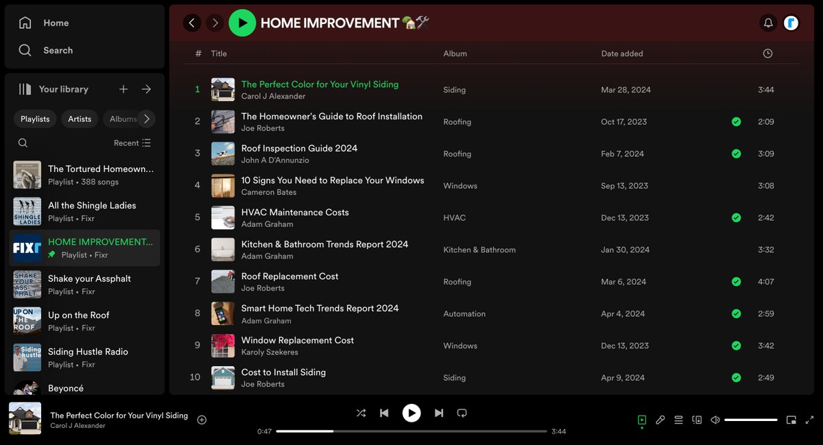The Fixr.com articles make a great Spotify playlist. We're sure our team would make great singers, but maybe they should stick to writing for now! You can find the "lyrics" to these songs on our website! #FixrFixesHomes