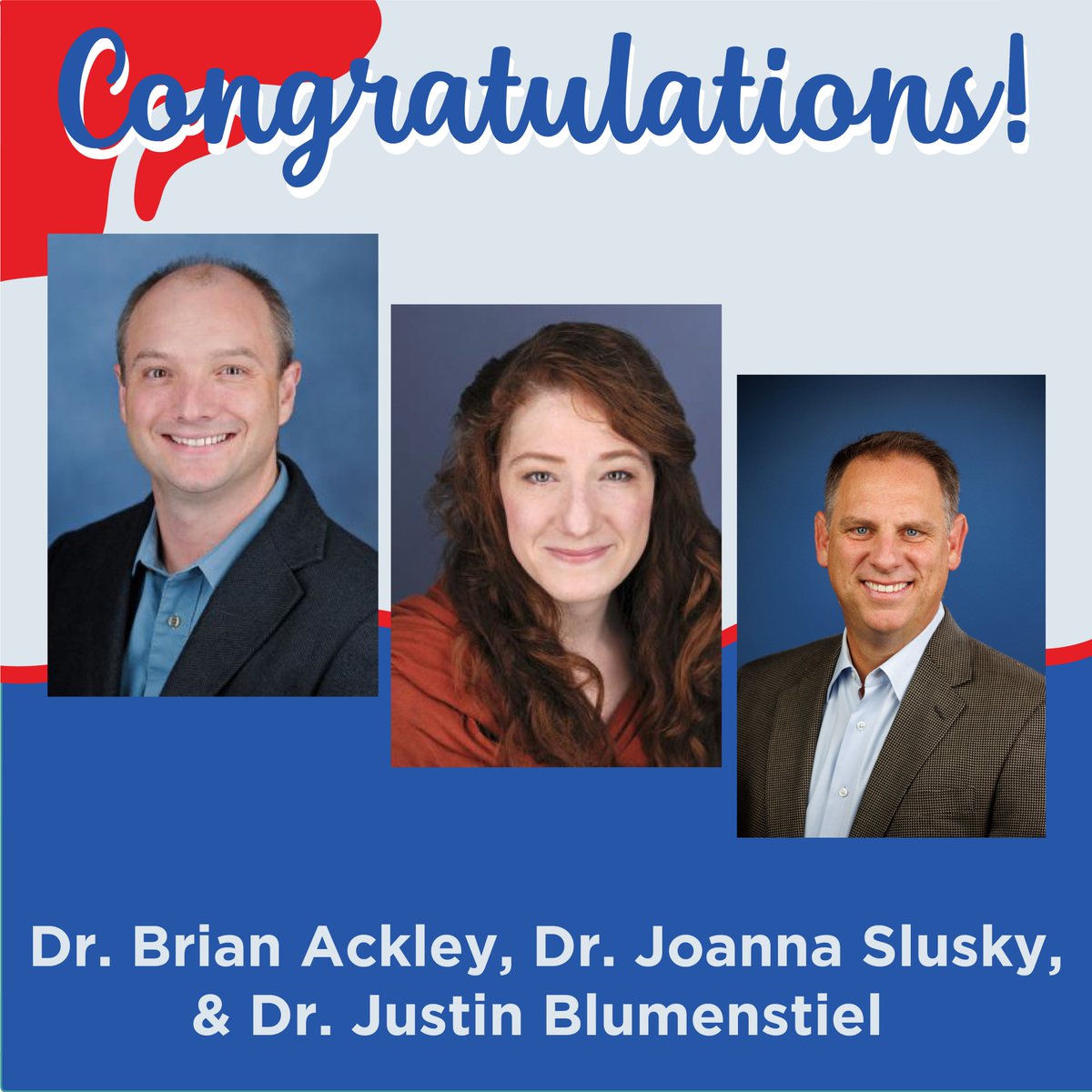 Congratulations to Dr. Brian Ackley, Dr. Justin Blumenstiel, Dr. Joanna Slusky for being promoted to full professor! news.ku.edu/news/article/k…