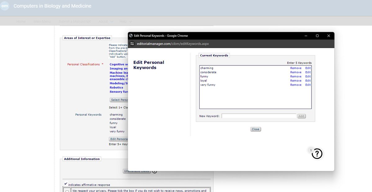 Computers in Biology and Medicine refuses to let me review the article I agreed te review without filling out a bunch of stuff, inccluding 'personal keywords' (not expertise keywords, already filled those out)... so I put this I guess? #reviewing