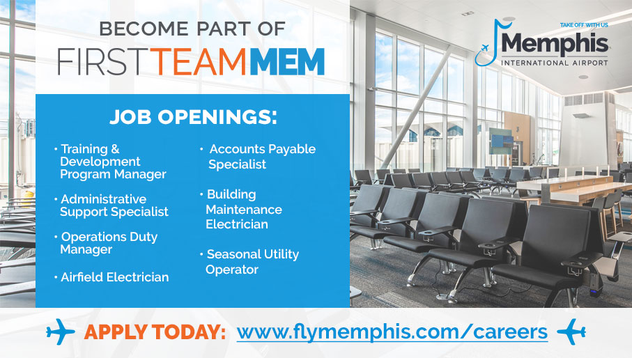 Join us at MEM and take your career to new heights! ✈ Full-time Employee Benefits: • Medical & Life Ins. Paid 80% • Dental Paid 100% • $200 Paid FSA • Long-Term Dis. Paid 100% • Retirement Plans • Paid Time Off (PTO) • Flexible Working Arrangements flymemphis.com/careers/