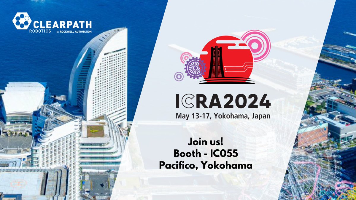 Join us at #ICRA2024 in Yokohama, Japan happening from May 13 - May 17! We are proud to be bronze sponsors of this exciting event! If you're attending, swing by our booth IC055. Our team looks forward to meeting you! #clearpathrobotics #robotics #innovation