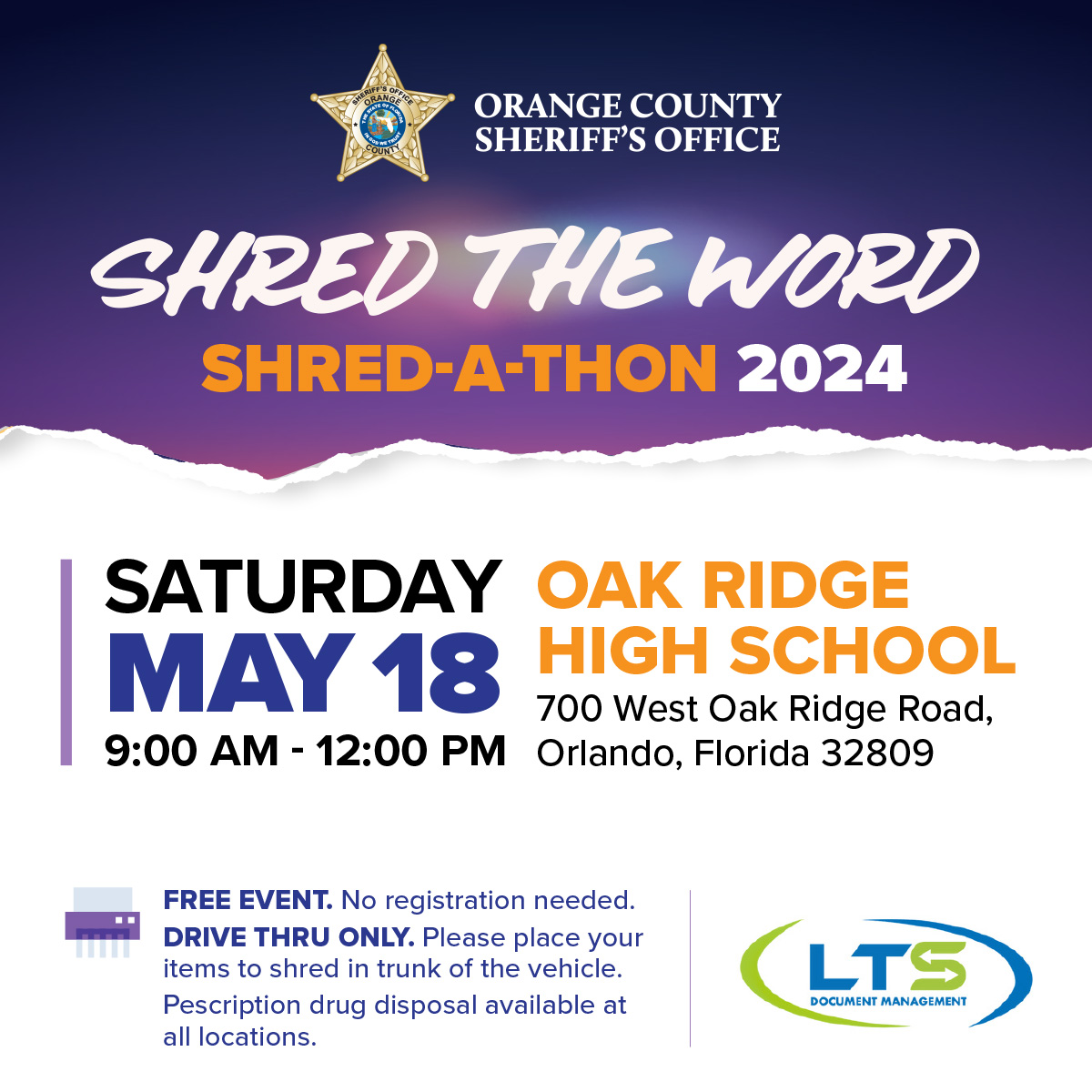 #RIGHTNOW: Got a pile (or piles) of documents you've needed to get rid of? Come out to our Shred-A-Thon THIS MORNING at Oak Ridge High School and get your sensitive info securely shredded. We'll be shredding until noon (or until the truck fills up).