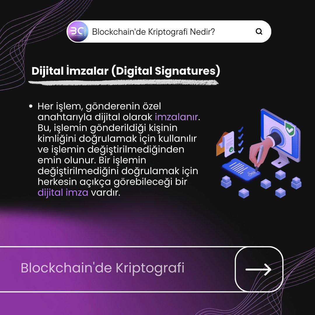 BartinChain's tweet photo. Seri: Herkes İçin Blockchain Yazılımı Rehberi Serisi ✨ 

İçerik: Kriptografi ve Blockchain: Güvenliğin Temel Taşı 🔐

Serimizin bu haftaki içeriğini okuyun ve konunun detayına inmek için konuyla bağlantılı hazırladığımız yazımıza biyografideki adresten göz atın. 😉 https://t.co/ss4TPsXc7T