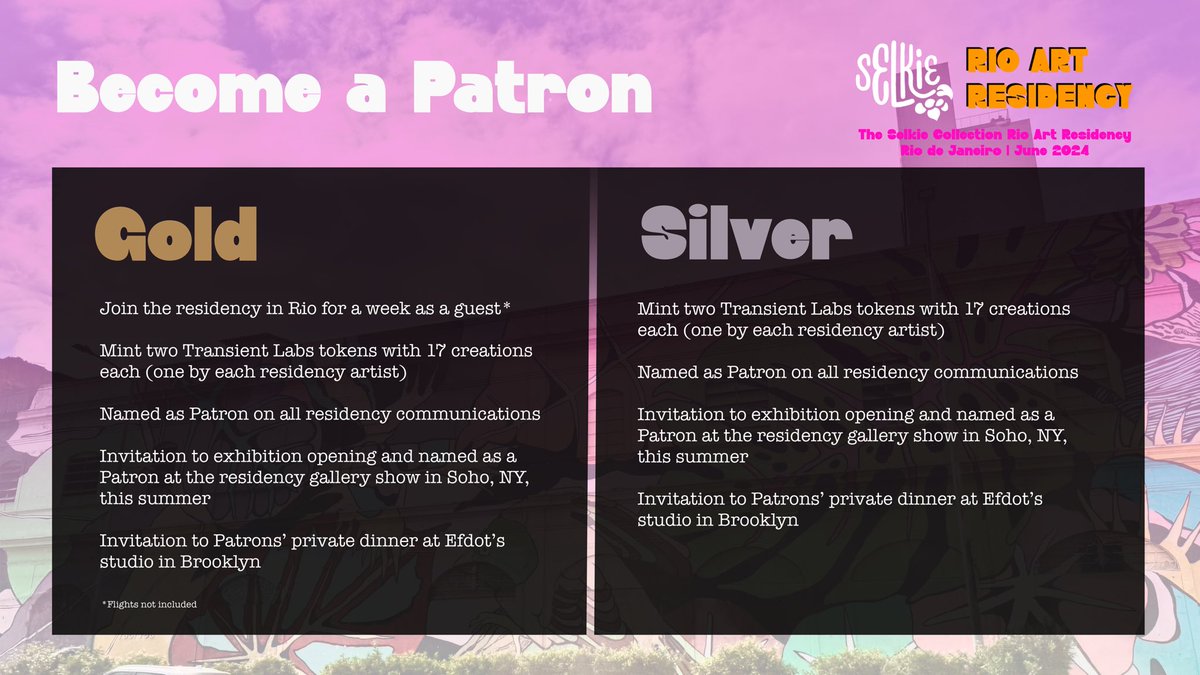 Late Gm 🌸 A reminder that you can become a Patron of the 🌴 Rio Art Residency 🌴 You can help to give artists the best possible experience and get perks and that warm, fuzzy feeling in return Ask me how