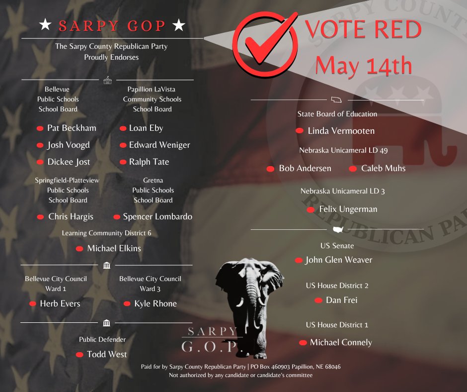 Primary Election Day is here! Share, post, text, call... get the word out on Voting Red May 14th!