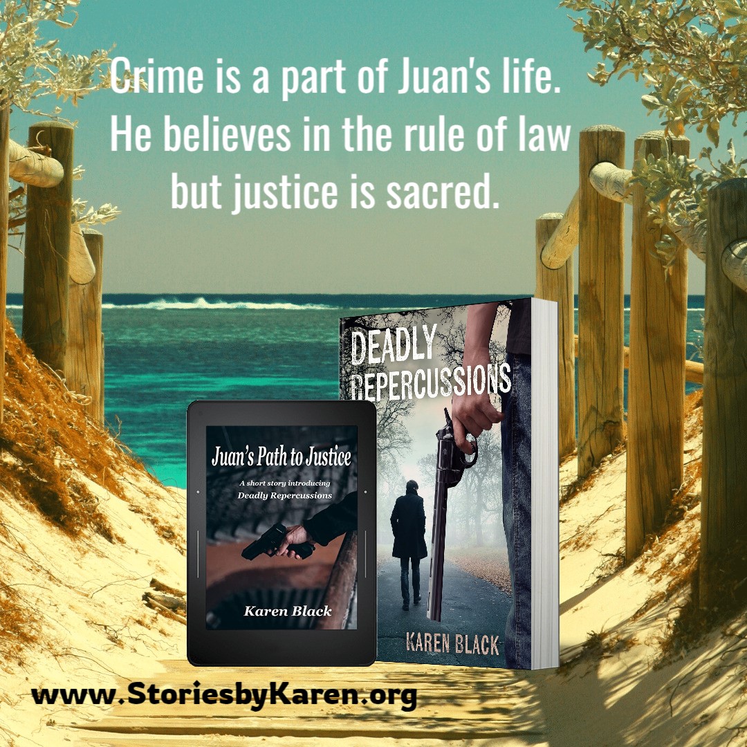Juan's Path to Justice, a FREE short story, introduces Juan Velasquez. He believes in the rule of law, but crime is part of his life, and the law of justice is sacred. smashwords.com/books/view/117… 
Deadly Repercussions tells the rest of his story. amzn.to/3xcvwBa
@RRBC_RWISA