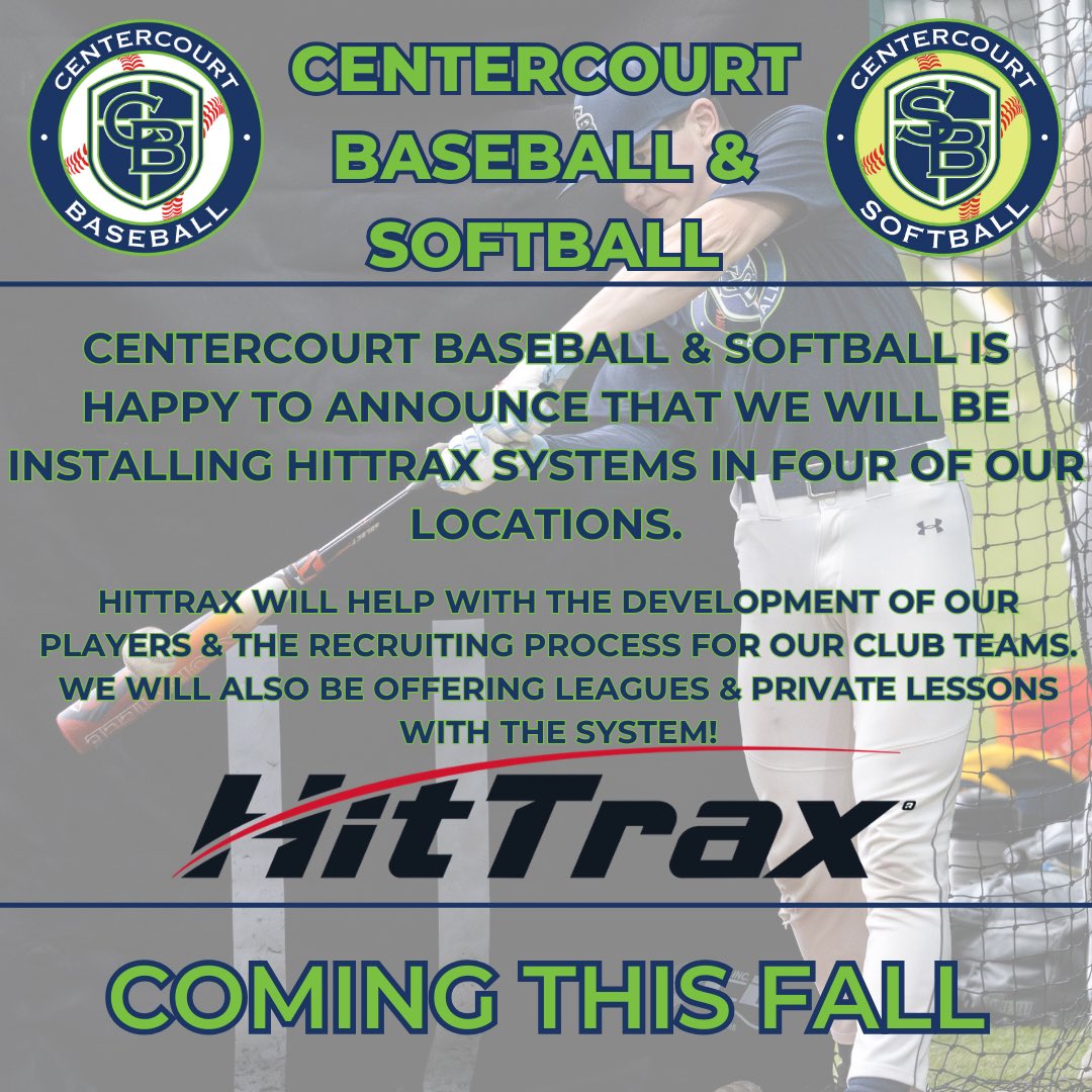 We are super excited to announce that we will be installing HitTrax System in FOUR of our locations coming this Fall! 
•
Including:
-Lawrence
-Gillette
-Marlboro
-Montclair