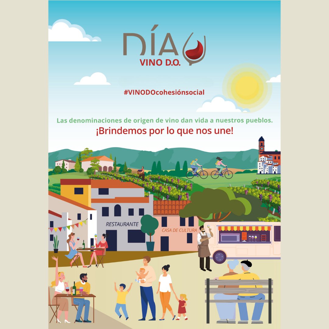 ¿Sabes lo que se celebra hoy 📅? Hoy 13 de mayo es el Día del Vino D.O. Este año, @MoVinoDO ensalza el patrimonio y las zonas rurales vitivinícolas con identidad propia. ¡Alza tu copa hoy y festeja este día con nosotros y con todos los amantes del vino! #VINODOcohesiónsocial