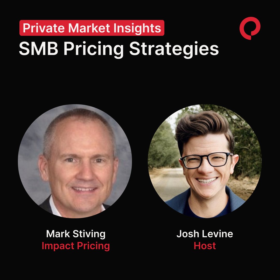 New podcast alert!! Our next episode of <a href="/PrivateMarket/">Private Market Labs</a> Insights is coming your way this Thursday @live, 3:00 CT. We'll be talking about pricing strategies for SMBs.

Our guest is Mark Stiving, renowned pricing expert, who will share insights around pricing for new SMB owners!
