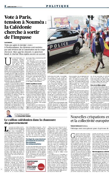 Dans @Le_Figaro, deux articles pour comprendre les tensions en #NouvelleCalédonie en proie aux violences la nuit dernière, le vote crucial des députés attendu mardi et la tentative d’apaisement de Macron… - avec @GTabard lefigaro.fr/politique/vote…