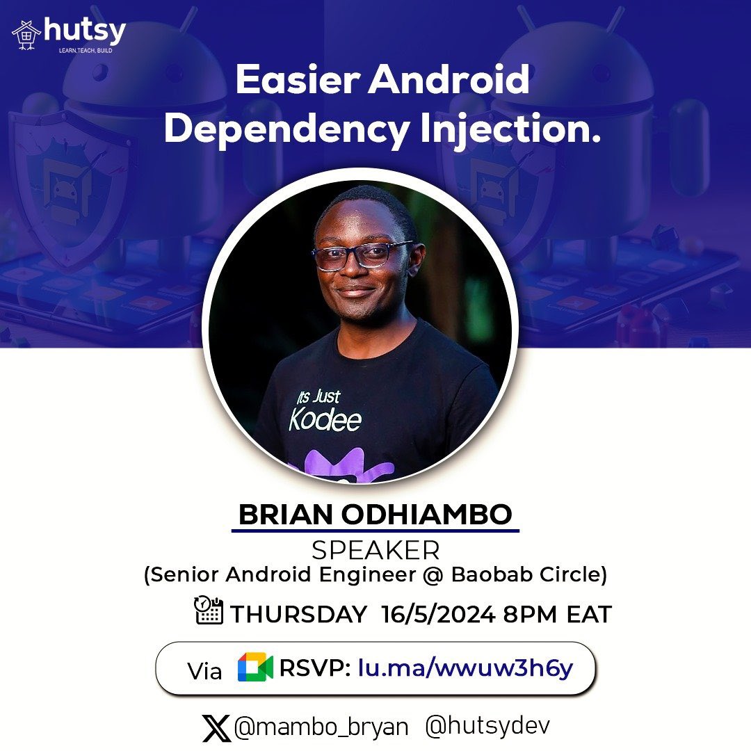 Hello Droids! Picture this, Senior dish washer cooking in a open kitchen👨‍🍳🍴 Join us this Thursday for a session on Dependency Injection with @mambo_bryan RSVP: lu.ma/wwuw3h6y #AndroidDev