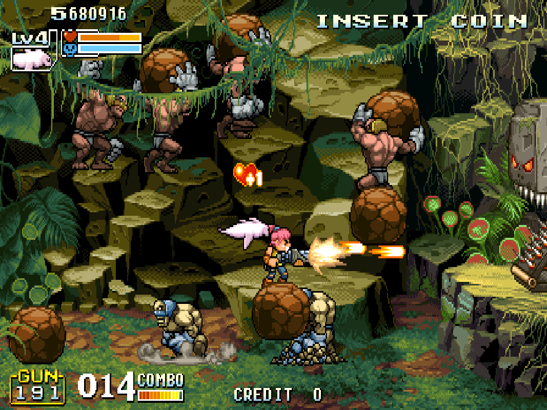 BuscandoElWarp's tweet photo. El juego del día: #DemonFront (#Arcade)
Creador: #IGS 2002
Es imposible negar la inspiración (¿o copia?) de Metal Slug en este titulo, pero conforme avanzas notas que tiene un estilo propio, con colores más saturados y diseños divertidos, una joya sin duda, totalmente recomendado https://t.co/pFNAqQPdDj