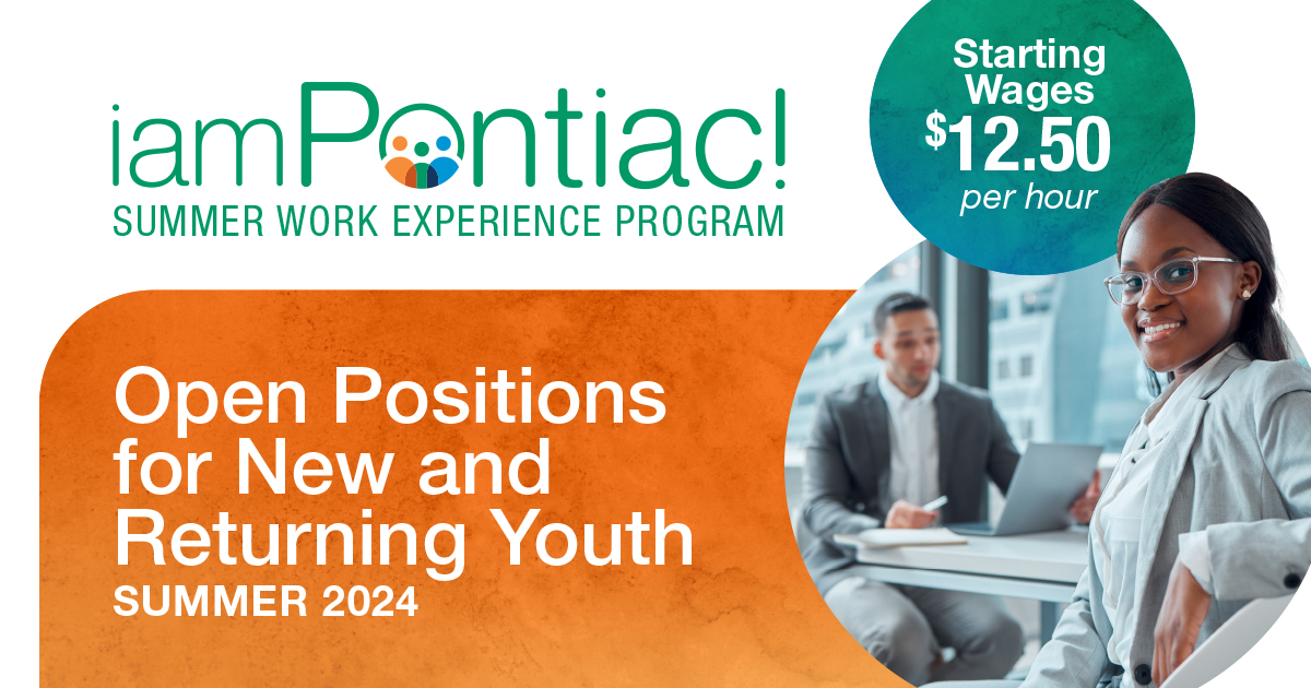 Attention #OaklandCounty parents, help us connect Pontiac youth with PAID summer work experience programs! We've partnered with the Pontiac Collective Impact Partnership & @cityofpontiacmi to offer the IAMPontiac program. Encourage your child to apply at tinyurl.com/mvfxy3kw.