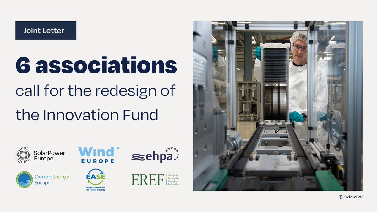 🖊️ With 5 other associations, we're calling on the @EU_Commission to redesign the #InnovationFund Only 36% of projects awarded so far are related to #renewables and energy storage❗️ Read more👇 solarpowereurope.org/advocacy/polic… #EUGreenDeal