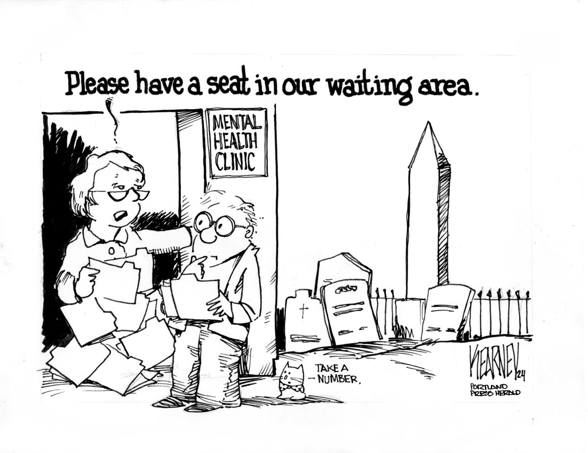 Wait times balloon for Maine mental health services as access barriers persist #maine #mentalhealth #cartoon