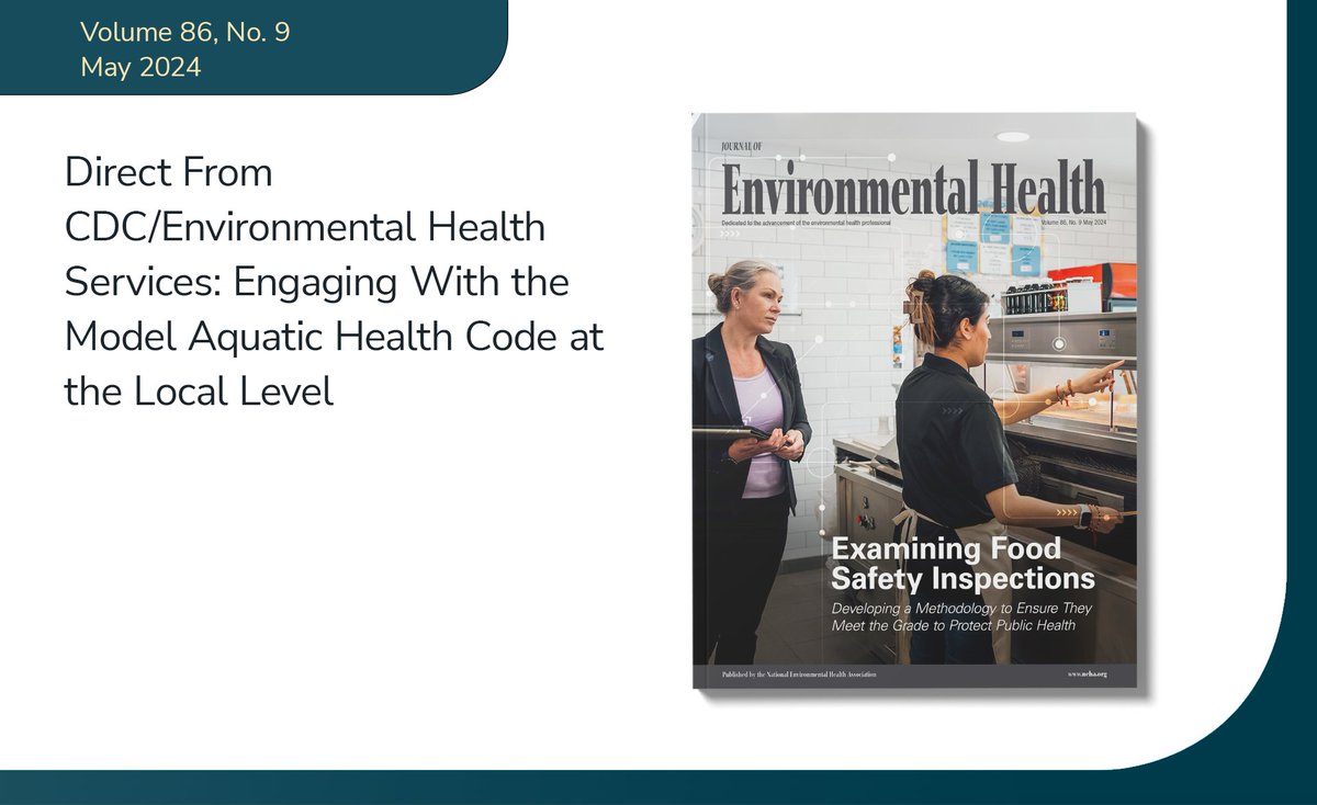 Engaging With the Model Aquatic Health Code at the Local Level: Explore the @CDCEnvironment column in the May 2024 Journal of Environmental Health. #MAHC #recreationalwater #EHMatters #nehajeh neha.org/may-2024