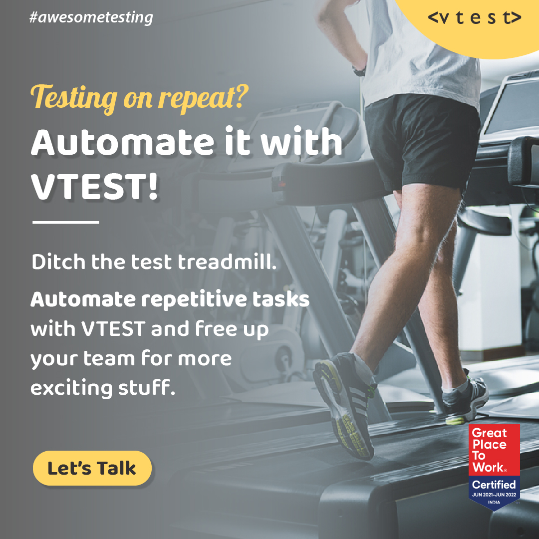 Who wants to be stuck in a testing loop when there's a world of coding awesomeness waiting?

Automate repetitive tasks with VTEST.

#softwaretestingcompany #softwaretestingservices #softwaretesting #itindustry #testautomation #testers #testingjobs #awesometesting #vtest