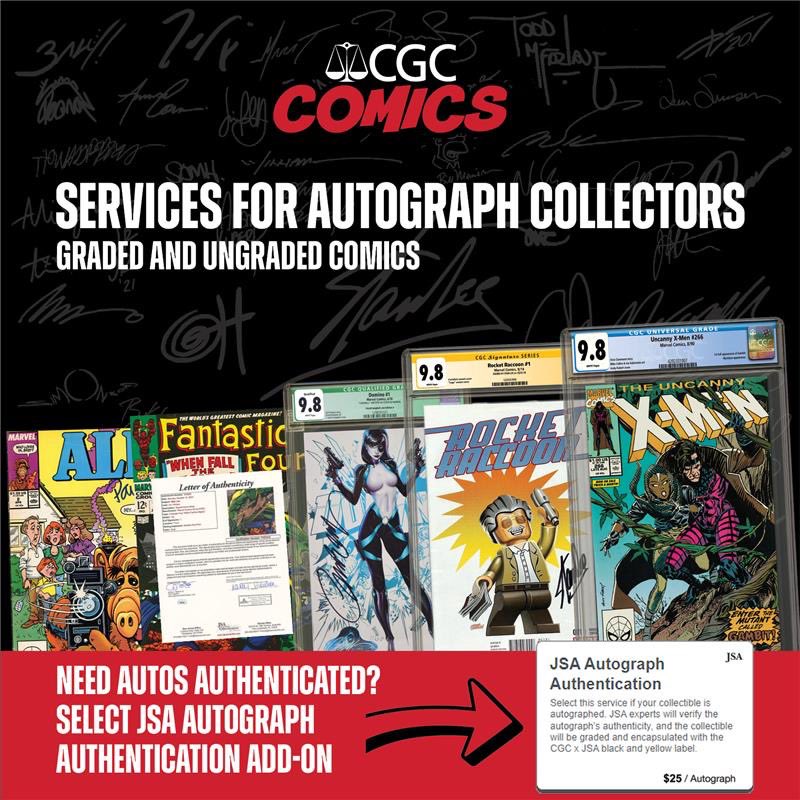 Go the way of @JSALOA! Looking to get your autographed comics #CGCGraded and authenticated? 🔍 Just select “JSA Autograph Authentication” as an add-on after you select your primary service. All you need is a free or paid account! Don’t delay and get those sigs sent today! ✍️