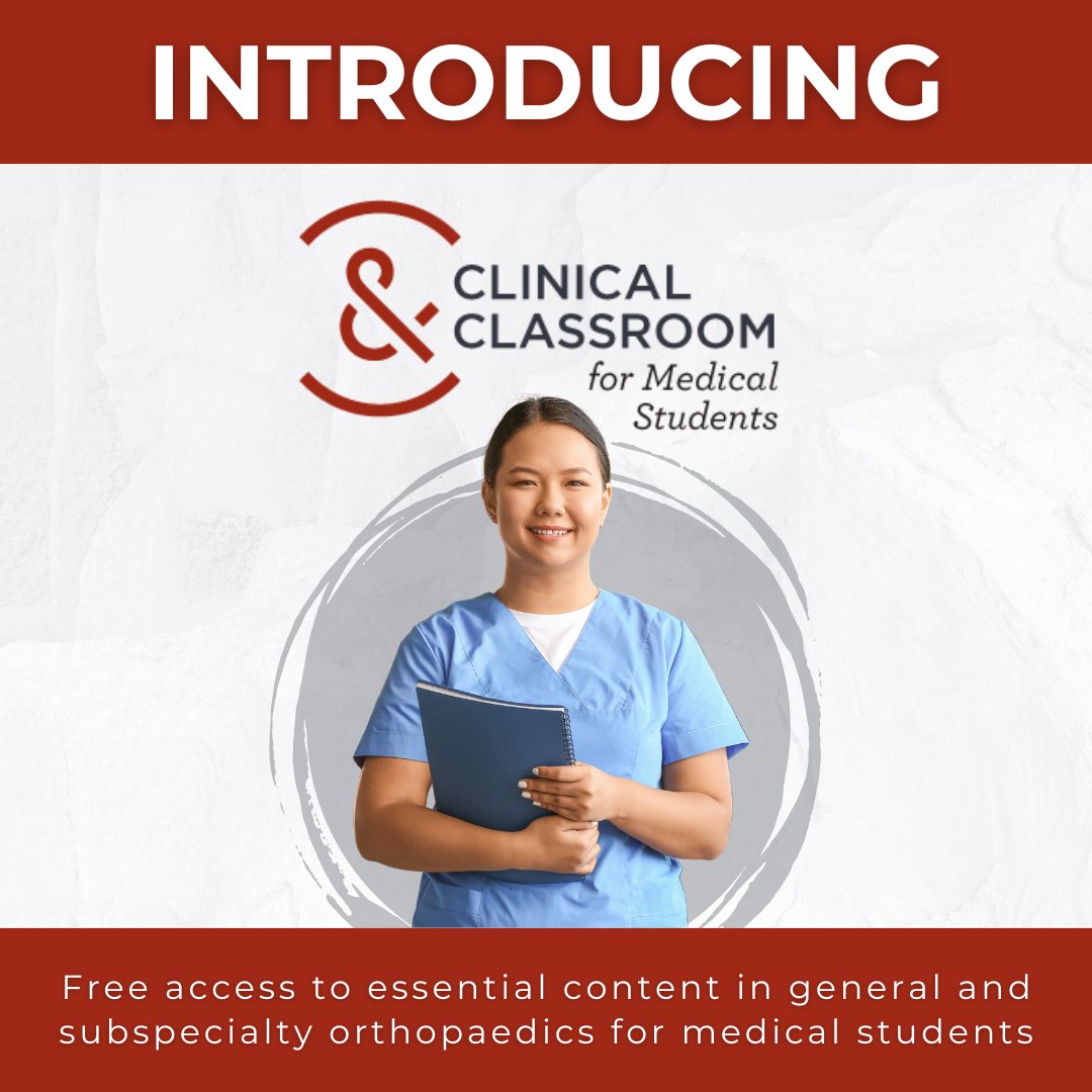 Announcing our exclusive, new product for medical students: JBJS Clinical Classroom for Medical Students. Get it for free and start preparing for your career in orthopaedics! bit.ly/4aamoOp