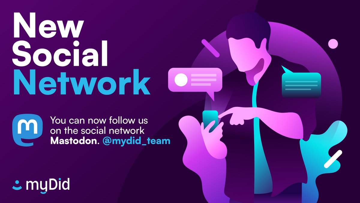 All our latest news are now also available on the social network Mastodon. Feel free to follow us at mastodon.social/@mydid_team #myDid #socialnetwork #fediverse #mastodon