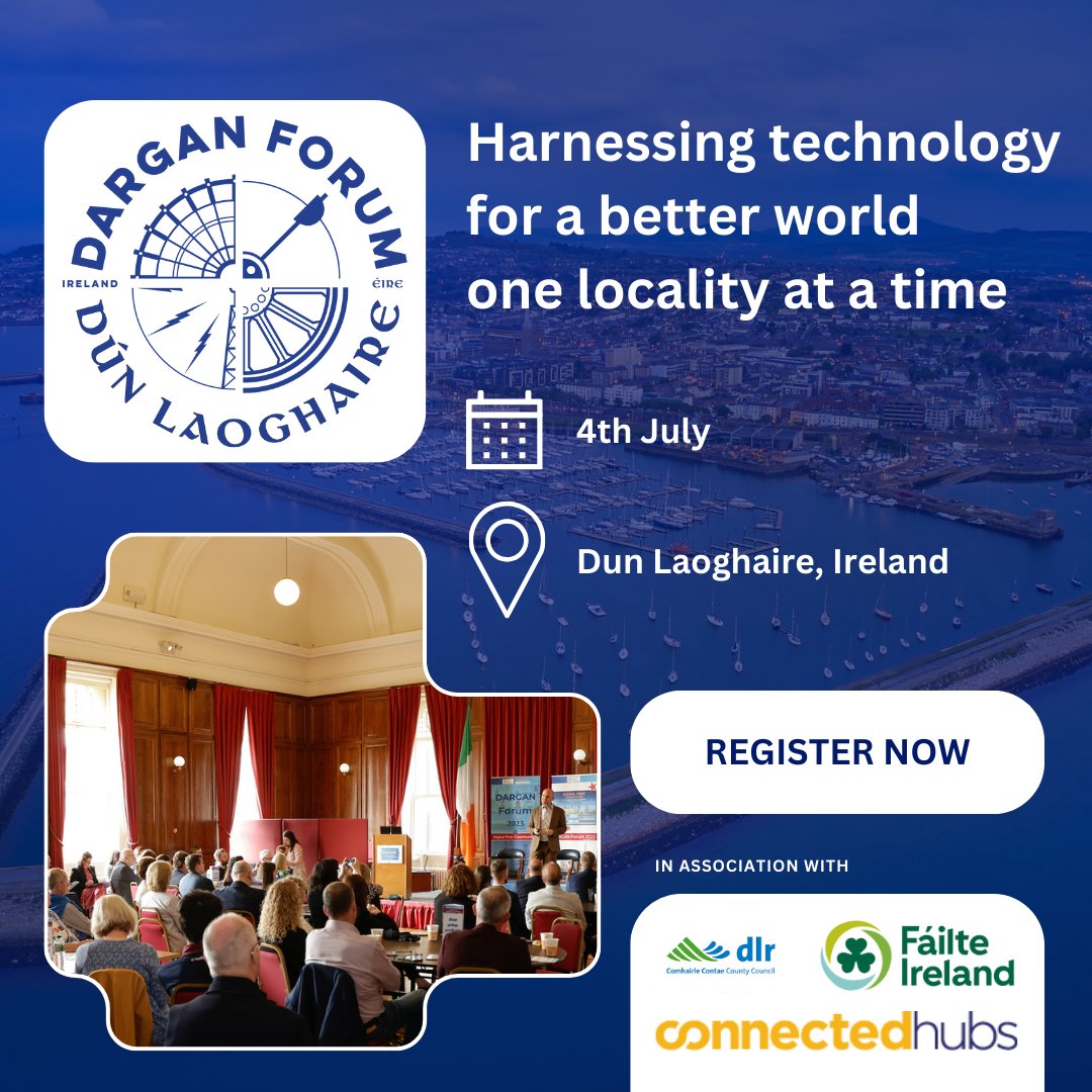 Dive into the future of tech and social innovation at the Dargan Forum, coming to Dun Laoghaire this July 4th. Hear how to leverage tech to benefit your community. RSVP Here: bit.ly/3UV1izc @connectedhubs @dlrcc @Failte_Ireland