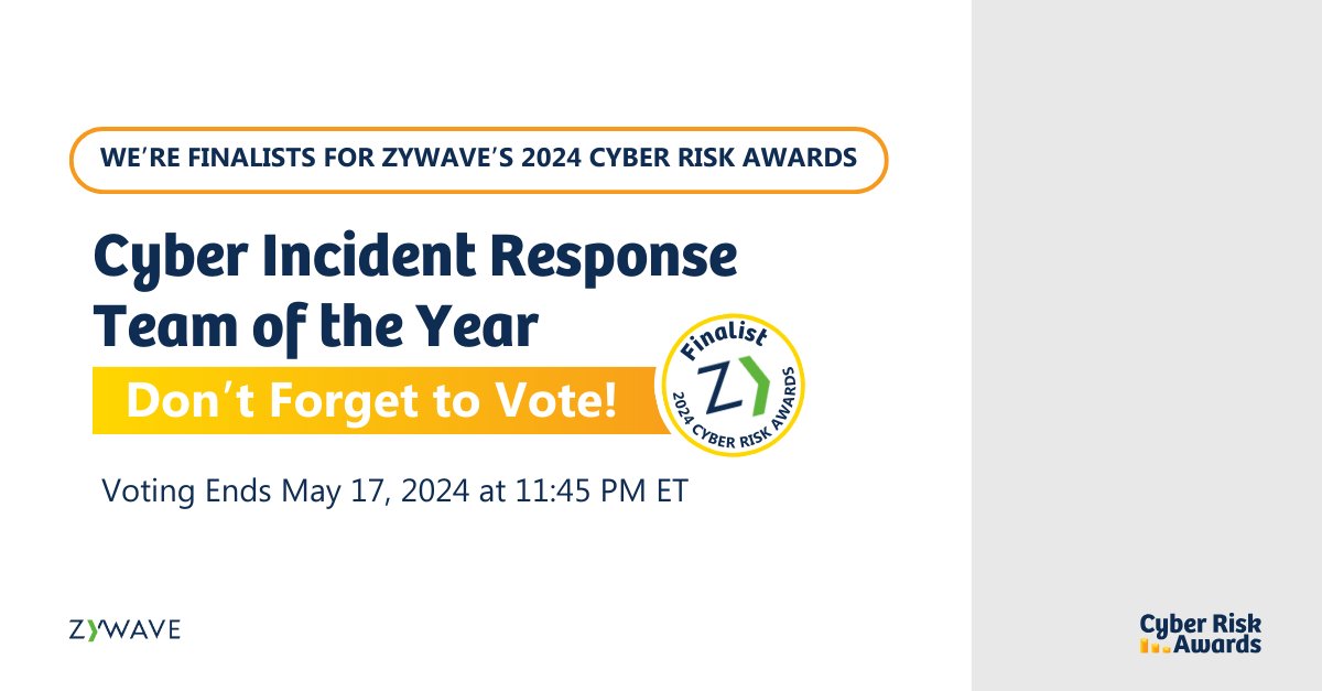 Arete is nominated for "Cyber Incident Response Team of the Year" at Zywave’s Cyber Risk Awards! Thanks to all who nominated us. 🙌

🗳️ Final week to vote! Cast yours for Arete: hubs.ly/Q02t8Sxb0

#CyberRiskAwards2024 #CyberRiskAwards2024Finalist