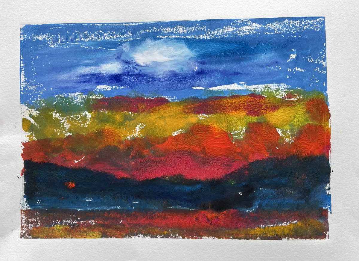MadMike123's tweet photo. Hindsight is easy; wishing I had not cleaned the plate #printmaking #print #monotype #monotypeprint drawing inspiration from #EmilNolde @JonSchueler https://t.co/xsYXuM5gMa