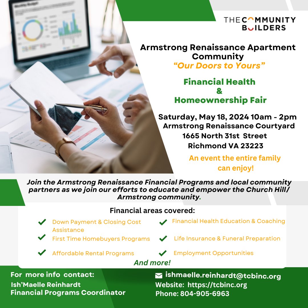 We will be tabling at Armstrong Rennaisance with <a href="/TCBCommunities/">The Community Builders, Inc.</a> this saturday to spread awareness about our program. Come say hello!
