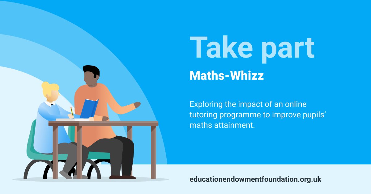 📣 Calling primary school maths leads! Sign up to our trial of Maths-Whizz, designed by <a href="/Whizz_Education/">Whizz Education</a>. 

This online tutoring programme aims to improve Key Stage 1 and 2 pupils’ maths attainment. 

Find out more: eef.li/VLBqU8