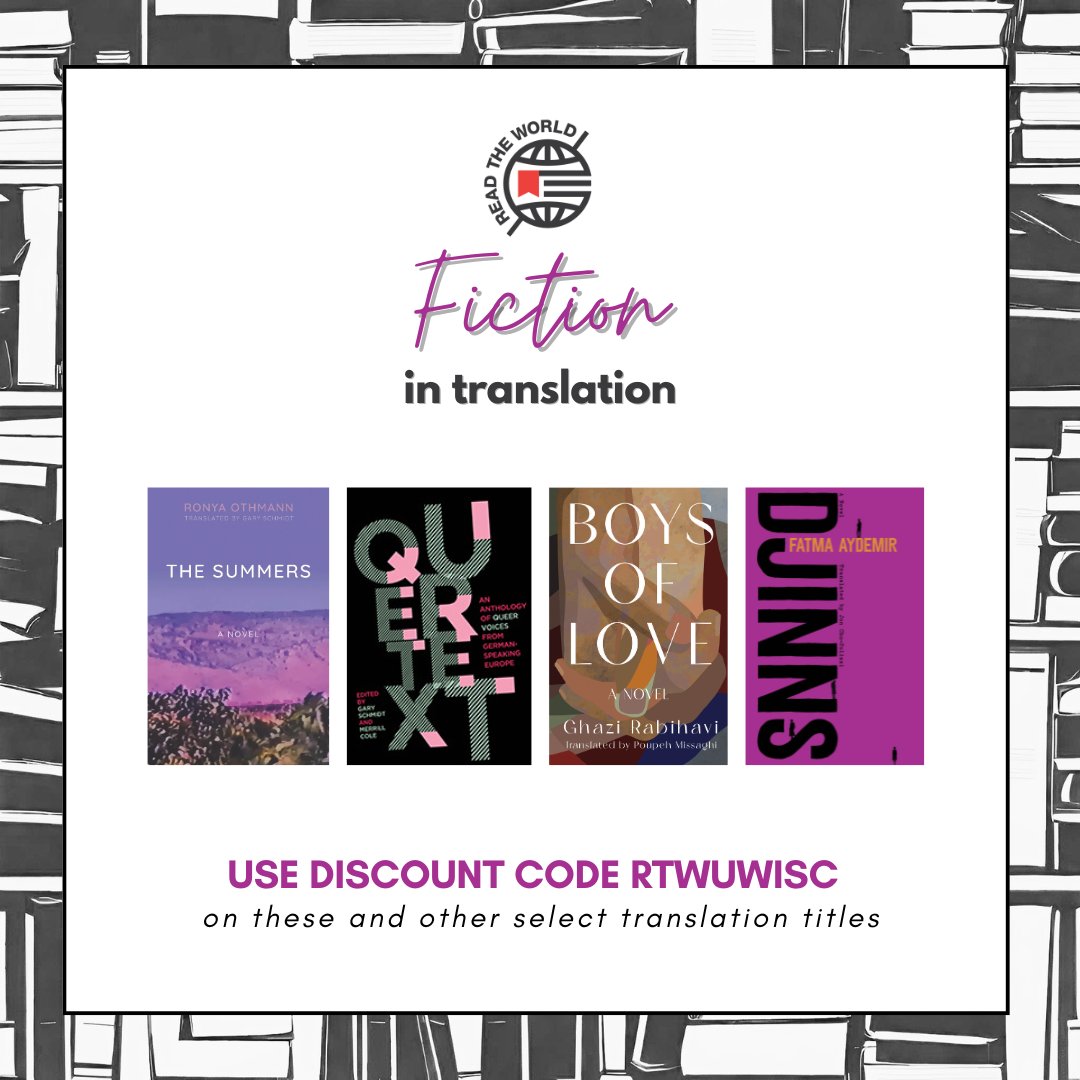 We’re excited to join @LitTranslate for #ReadTheWorld, an online bookfair celebrating translators and their publishers through 5/21! Use the discount code RTWUWISC at uwpress.wisc.edu to enjoy 30% off select titles of poetry, fiction, and memoir in translation!