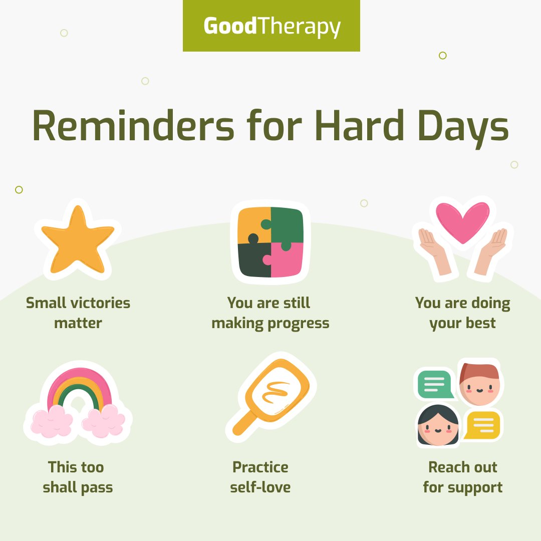 On tough days, it's crucial to remember a few things to help keep you grounded. 💚
.
.
#mentalhealthawarenessmonth #mentalhealthmonth #mentalhealthishealth #mentalhealthmatters #goodtherapy #therapy