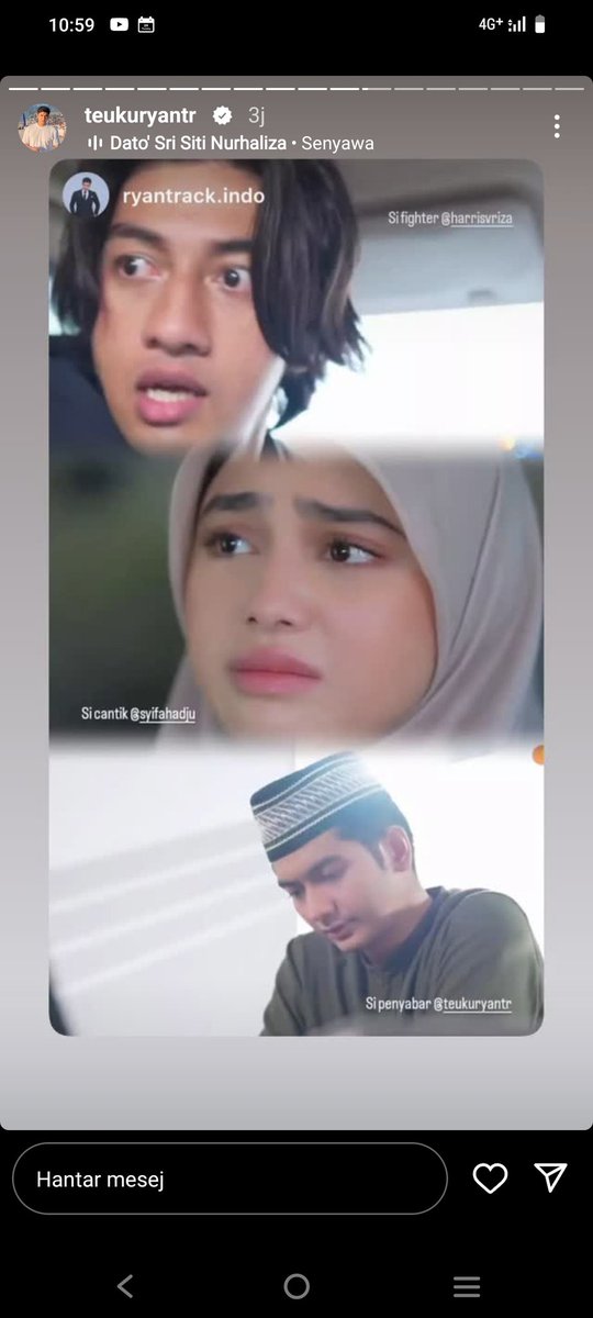 Teukuryan guna lagu senyawa dari Siti Nurhaliza kat IG story...