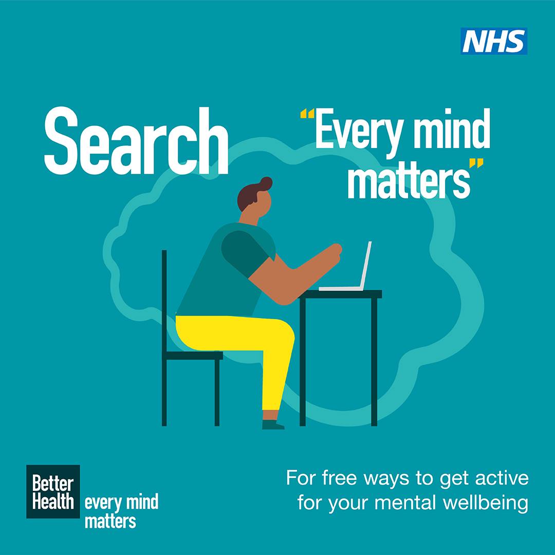 This week is Mental Health Awareness Week, we'll be kickstarting the week with our top tips to help you get active for your mental wellbeing. 🧠🏃‍♀️ 🤳 Search Every Mind Matters for free ways to get active for your mental wellbeing. #MentalHealthAwarenessWeek #NHS