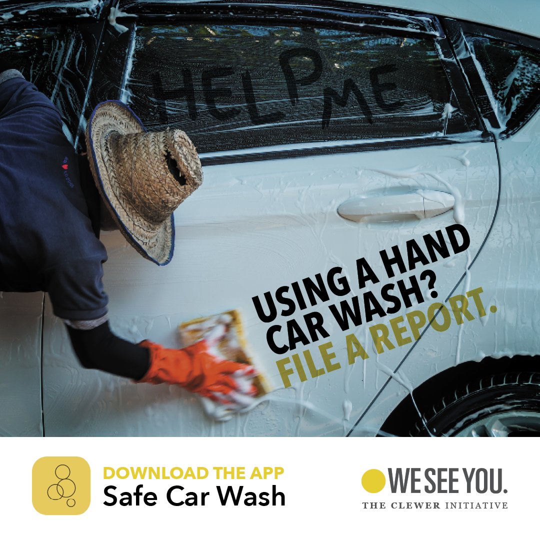 #Modernslavery takes place at some hand car washes. We need your help to identify and
end it ❗

Download @theclewer  Safe Car Wash App and report any concerns you have about
potential exploitation orlo.uk/A7Qmc