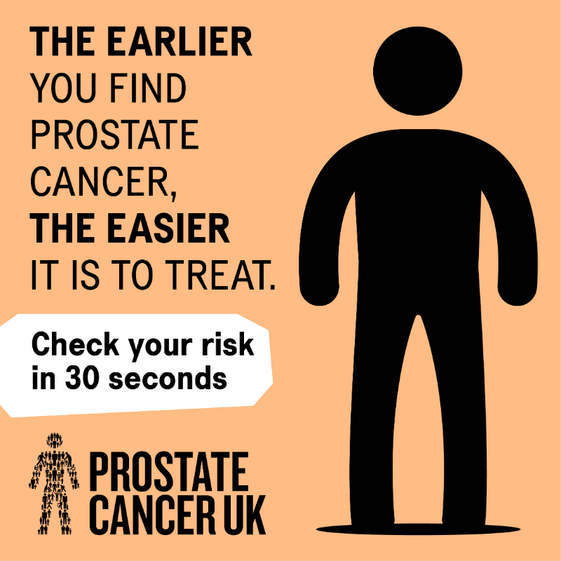 ProstateUK's tweet photo. The earlier you find prostate cancer, the easier it is to treat. So it's about time you checked your risk online.