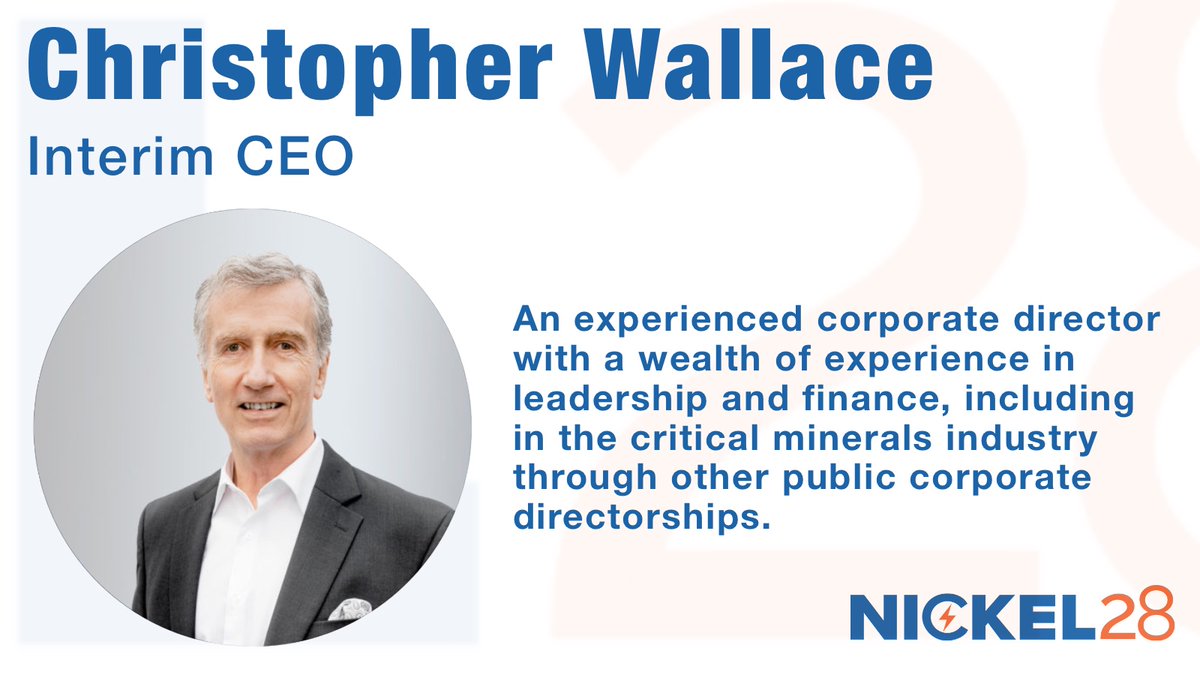 Meet the @Nickel28 team.

Christopher Wallace brings a wealth of experience in leadership and finance to the company, as well as a renewed perspective and discipline of oversight during this transition period.

Find out more: nickel28.com/about-us/manag… #nickel #mining #miningnews