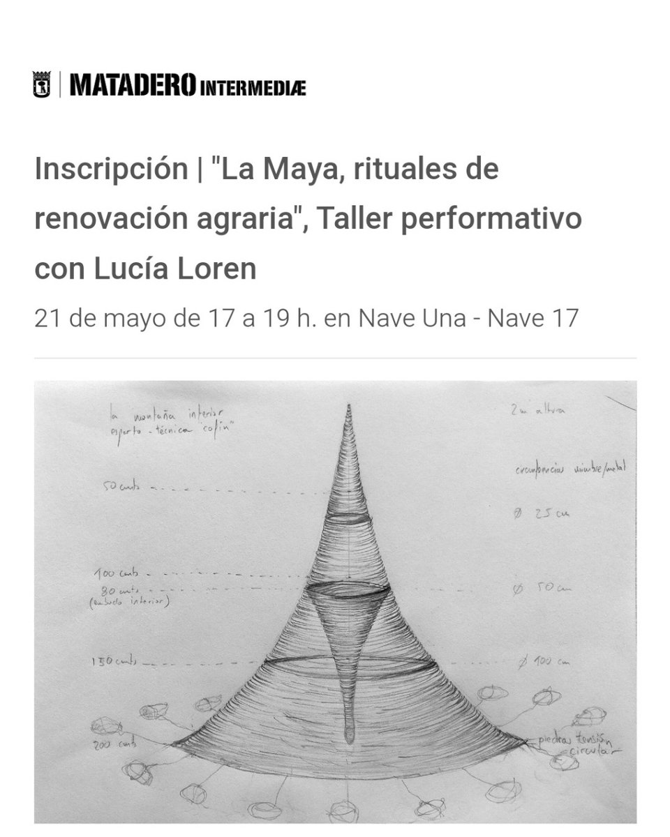 🌱 #InscripcionesAbiertas al #TallerPerformativo 'La Maya, rituales de renovación agraria', con #LucíaLoren en colaboración con el proyecto #HabitarEsparto, que celebraremos el martes #21MAY en #Intermediae_Matadero Estáis invitados(as) a apuntaros aquí👇 form.jotform.com/241072465178357